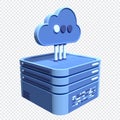 Cloud computing technology. Cloud data center with hosting server. Cloud service 3d rendering. Network and database. Cloud storage Royalty Free Stock Photo