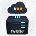 Cloud computing technology. Cloud data center with hosting server. Cloud service 3d rendering. Network and database. Cloud storage Royalty Free Stock Photo