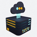 Cloud computing technology. Cloud data center with hosting server. Cloud service 3d rendering. Network and database. Cloud storage Royalty Free Stock Photo