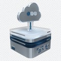 Cloud computing technology. Cloud data center with hosting server. Cloud service 3d rendering. Network and database. Cloud storage Royalty Free Stock Photo