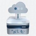 Cloud computing technology. Cloud data center with hosting server. Cloud service 3d rendering. Network and database. Cloud storage Royalty Free Stock Photo