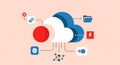 Cloud Computing Technology and Data Network Icons - Cloud Storage and Digital Services Royalty Free Stock Photo