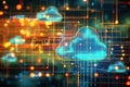 Cloud Computing Technology, Data Storage, and Network Connection Concept with Abstract Background Royalty Free Stock Photo