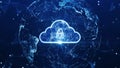 cloud computing technology database security concept Backup transfer. There is a large cloud icon prominently in the center of the Royalty Free Stock Photo