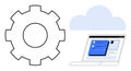 Cloud Computing and Technology Development Concept with Gear, Cloud, and Laptop Elements Royalty Free Stock Photo