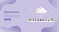 Cloud computing technology file saving for website template or landing homepage - vector Royalty Free Stock Photo