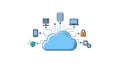 Cloud Computing Technology Icons Data Storage, Security, Network, and Devices Royalty Free Stock Photo