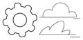 Cloud Computing and Technology Concept with Gear and Cloud Line Art Design Royalty Free Stock Photo