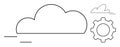 Minimalist Cloud Computing and Technology Concept with Gear Icon and Cloud Elements Royalty Free Stock Photo
