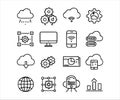 Cloud Computing & Technology Line Icons Set Royalty Free Stock Photo