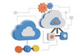 Cloud computing technology and network connection concept with gears and circuits online data storage and management Royalty Free Stock Photo