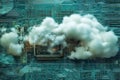 Cloud Computing Technology Represented by a Cloud Formation Over a Circuit Board Royalty Free Stock Photo