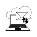 Cloud computing and technology symbols in black and white Royalty Free Stock Photo