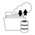 Cloud computing technology symbols isolated in black and white