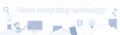 Cloud Computing Technology Word On Squared Background Horizontal Banner Data Storage Concept