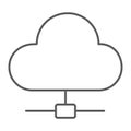 Cloud computing thin line icon, data analytics Royalty Free Stock Photo