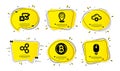 Cloud computing, Timer and Bitcoin icons set. Chemical formula, Checkbox and Scroll down signs. Vector
