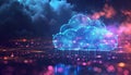Cloud computing transfer big data on internet. futuristic digital technology Royalty Free Stock Photo