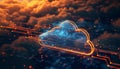 Cloud computing transfer big data on internet. futuristic digital technology Royalty Free Stock Photo
