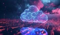 Cloud computing transfer big data on internet. futuristic digital technology Royalty Free Stock Photo