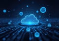 Cloud computing transferring data through network connections Royalty Free Stock Photo