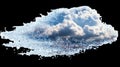 Cloud computing transforming into pixels with transparent background Royalty Free Stock Photo