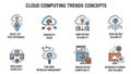 Cloud computing trends isolated on transparent background isolated on white background Royalty Free Stock Photo