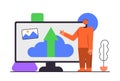 Cloud computing trendy character. Hosting platform service. data storage and processing vector illustration. Flat concept great