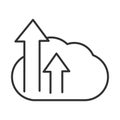 Cloud computing upload arrows data digital line icon