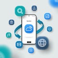 Cloud computing upload, download data online service. Online server, content storage, sync, transfer concept. Realistic