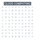 Cloud computing vector line icons set. Cloud, Computing, Storage, Services, SaaS, PaaS, IaaS illustration outline