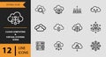 12 Cloud Computing and Virtual Systems Icons outline icon set. cloud virtualization server infrastructure outline icons Royalty Free Stock Photo