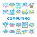 cloud computing virtualization icons set vector