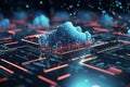 Cloud computing visualized 3D illustration with intricate embossed mesh connections Royalty Free Stock Photo