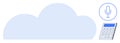 Cloud Computing Concept with Voice Command and Digital Calculator Icons Royalty Free Stock Photo