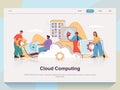 Cloud computing web concept for landing page in flat design. Vector illustration Royalty Free Stock Photo