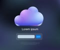 Cloud computing web concept. Search in clouds. Web