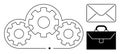 Cloud Computing Concept with Gears, Envelope, and Briefcase Icons for Business and Technology Royalty Free Stock Photo