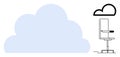 Cloud Computing and Workspace Concept with Chair and Cloud Symbols, Minimalist Design Theme Royalty Free Stock Photo