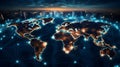 Cloud computing world map, network data storage, technology service concept Royalty Free Stock Photo