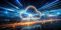 Cloud Computings Ethereal Embrace A Long Exposure Visualization of Data Flow and Technological Advancement Royalty Free Stock Photo