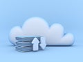 Cloud concept download and upload documents 3D
