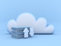 Cloud concept download and upload documents 3D Royalty Free Stock Photo