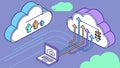 Cloud with connected devices and data flow, cloud computing vector design Generative AI Royalty Free Stock Photo