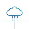 Cloud connected with Ethernet network cables, Digital Cloud computing and network Concept background.