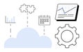 Cloud-Based System Integration with Charts, Calendar, Puzzle, and Gear for Streamlined Workflow Royalty Free Stock Photo