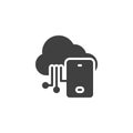 Cloud connected to a phone vector icon