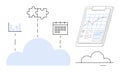 Cloud-Based Data Integration with Puzzle, Calendar, Charts, and Analytics Representation Royalty Free Stock Photo