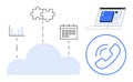 Cloud-Based Collaboration with Data, Calendar, Integration, and Communication Icons Royalty Free Stock Photo
