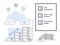 Cloud Storage Integration with Scalable Servers, Data Security, and Task Checklist Representation Royalty Free Stock Photo
